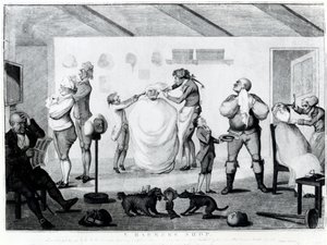 विलियम डिकिन्सन (1746-1823), 1785 द्वारा प्रकाशित एक नाई की दुकान